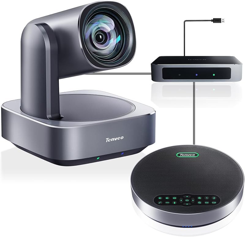 Tenveo 4K PTZ Conference Room Camera System with Bluetooth Speakerphone, 12X Optical Zoom Wide View Angle Lens Works