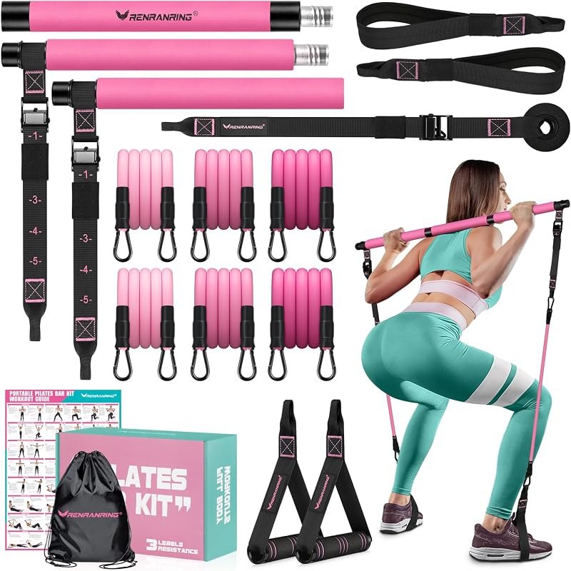 Pilates Bar Kit with Resistance Bands, Pilates Workout Equipment for Women — Mats, bands, and home workout gear w for