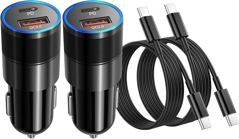 USB C Car Charger 38W, OKRAY 2-Port Car Phone Charger PD&QC Fast Charging — car charger for samsung galaxy s25 charger