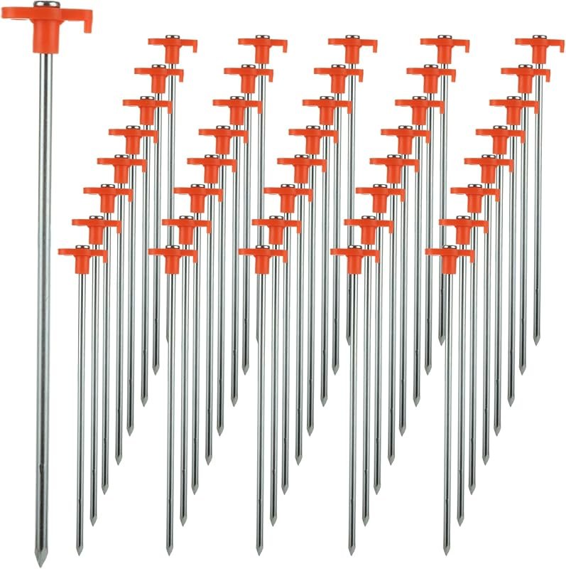 40PCS 10 Inch Heavy Duty Tent Stakes, Metal Tent Pegs, Galvanized Non-Rust Tent Stakes for Outdoor Camping, Garden