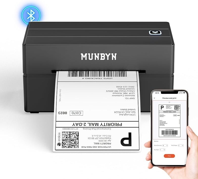 MUNBYN Bluetooth Thermal Label Printer, Wireless 4x6 Shipping Label Printer — 4x6 label printer for 4x6 label printer