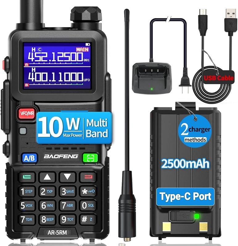 Ham Radio Baofeng Radio 5RM 10W Long Range Handheld AR-5RM Two Way Radio UV-5R NOAA Weather Receiver Rechargeable