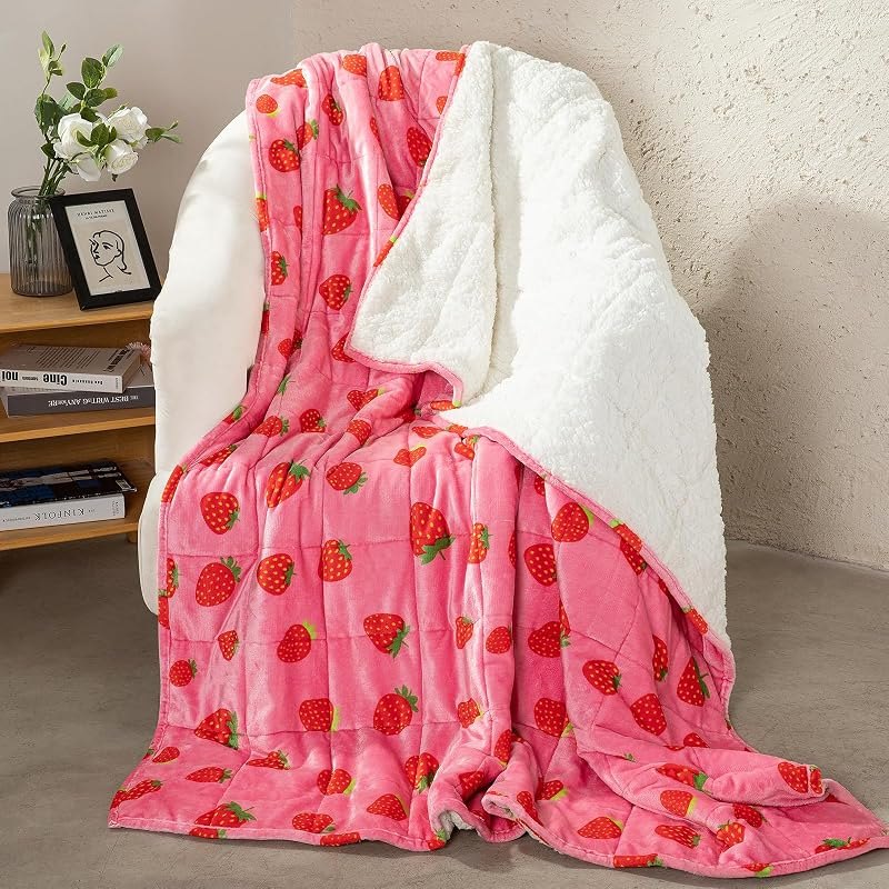 Aemicion Weighted Blanket Queen Size 20 Lbs 60x80 Inches,Ultra Soft Comfortable Fluffy Sherpa Weighted Blankets for