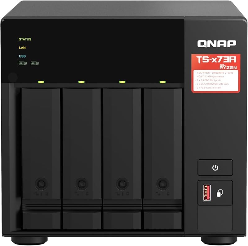 4-Bay 3.5 HDD Tower NAS (TS-473A-8G) with 5 Ports, W128912357 ((TS-473A-8G) with 5 Ports 2.5GbE Unmanaged Switch