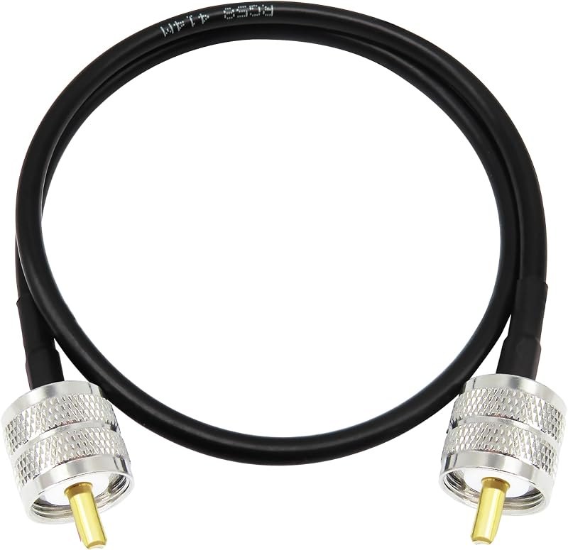 RG58 Coaxial Cable 2 Feet Solid Copper, UHF Male PL-259 to UHF Male PL-259 Low Loss, CB Coax Cable for SWR Meter, CB