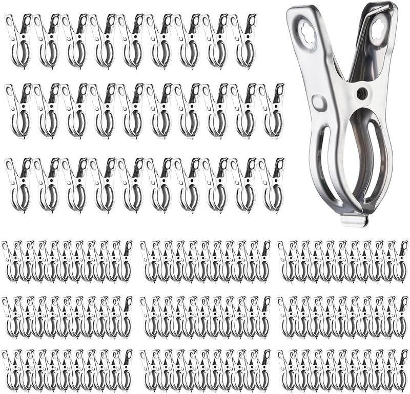 120Pcs Garden Clips, Stainless Steel Clips with 1.2 Inches Opening, Greenhouse Clips Hoop Clamps for Shade Cloth or