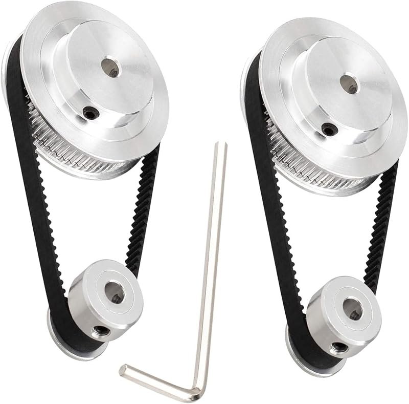 Zeelo 2PCS Set GT2 Synchronous Wheel 20&80 Teeth 8mm Bore Aluminum Timing Pulley with 2PCS Length 250mm Width 6mm Belt