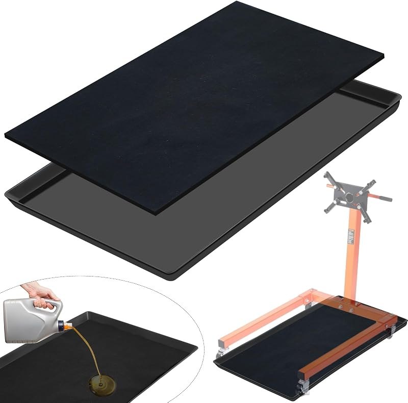 Uiifan 35 x 22 Inch Oil Drip Pan Compatible with 1, 250 lb Rotating Engine Stand Oil Drip Tray with Square No Splatter