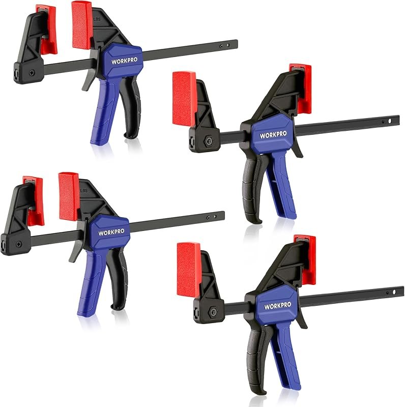 WORKPRO 6" Mini Bar Clamps for Woodworking, 50 lbs Load Limit, 4-Pack — Clamps, discs, and scrapers. for clamps discs