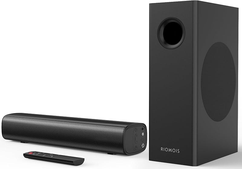Sound Bars for Smart TV with Wired Subwoofer, 2.1 Deep Bass Small Soundbar Home Theater Surround System Speaker with 4