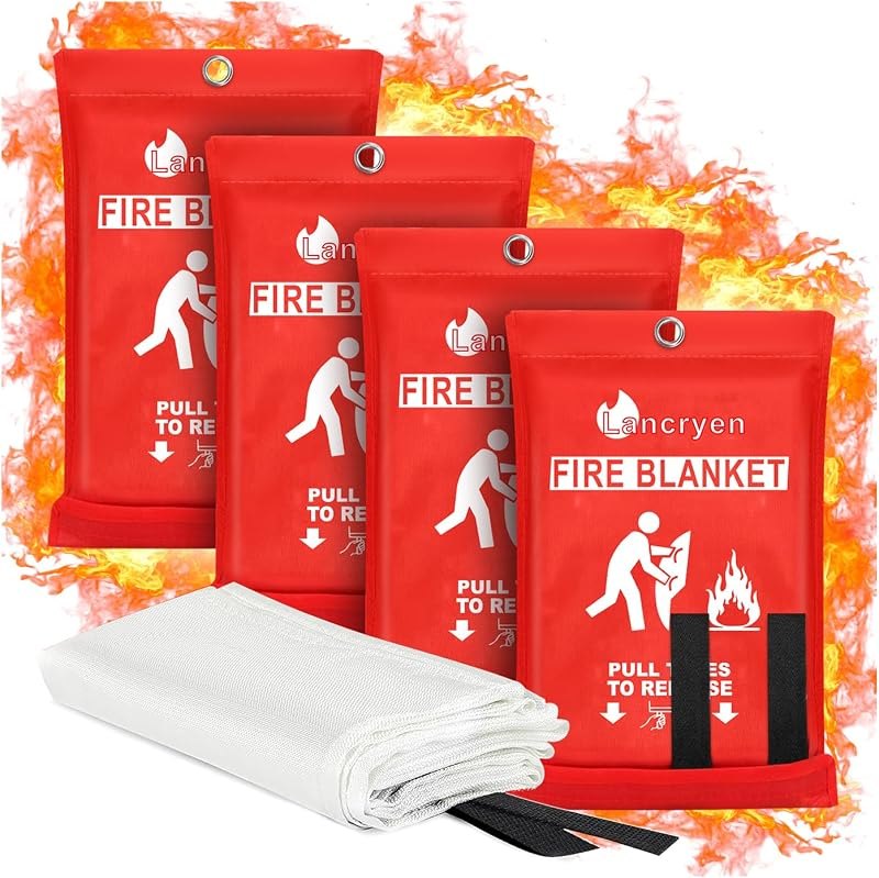 Lancryen Emergency Fire Blanket, Fire Extinguisher Blanket, Fire Suppression Fabric, Flame Retardant Towel Fire Safety