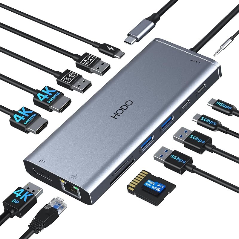 USB C Docking Station Dual Monitor for HP,Laptop Docking Station 3 Monitors — Hubs, docks, SSDs, webcams, keyboard for