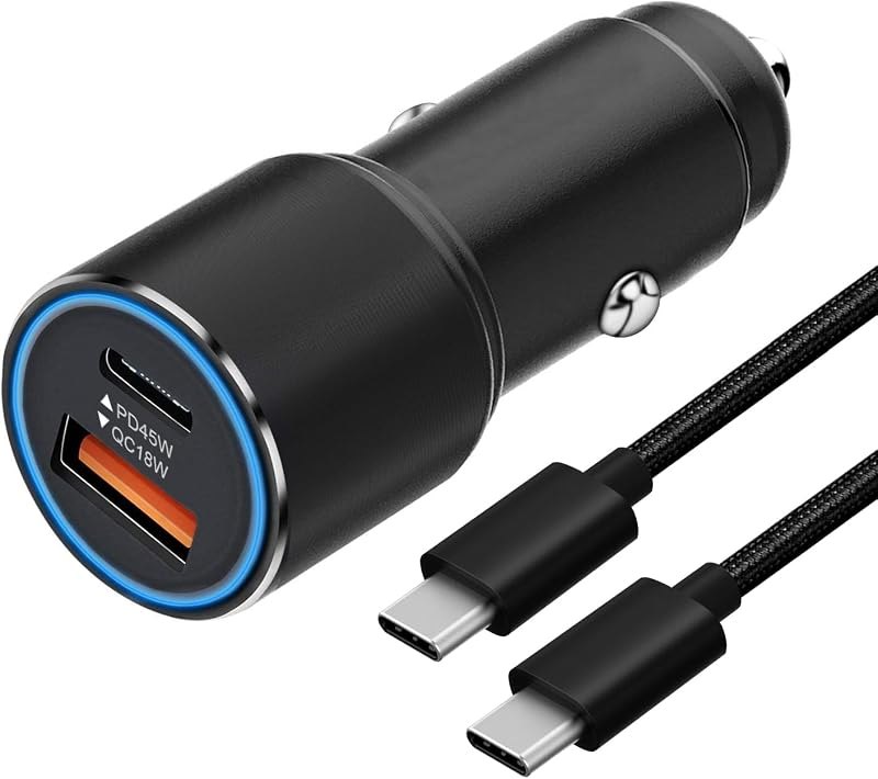 63W Super Fast Car Charger and Cable for Samsung Galaxy S25/S25 Plus/S25 Ultra/S24 FE/S23 S22 S24 /S21 S20,A54 5G/A55