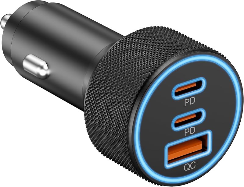 Car Charger USB C, 3 Port 67W Dual USB-C & USB-A Car Phone Charger Adapter — car charger for google pixel pro charger