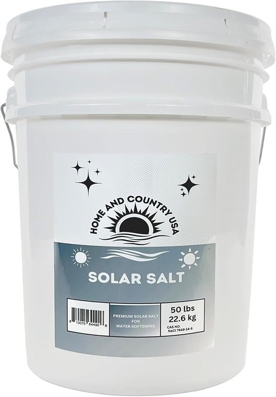 Home and Country USA Solar Salt - High Purity Crystals for Water Softener 50 lb Pail — solar salt pellets for solar