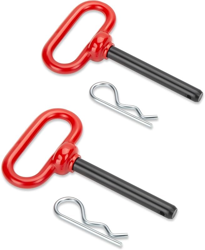 1/2 inch Trailer Hitch Pin and Clip, 1/2" x 4" Tow Hitch Pin Rubber Coated Red Handle Pin for Tractors, Towing, Lawn