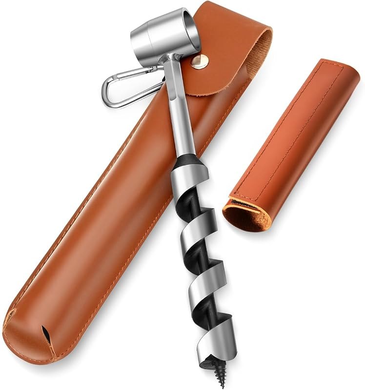 Upgrade Bushcraft Tools, 1 X 10'' Hand Auger Wood Drill, Sharper Settlers Wrench for Easy Drilling, Protable Scotch