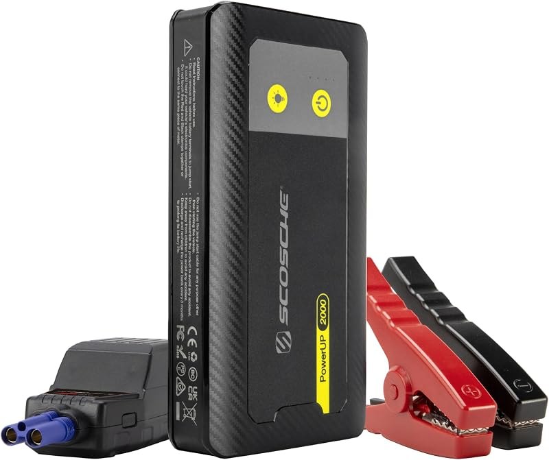 Scosche PBJ2000 Portable Car Battery Jump Starter, 12V Jump Box, 2000A Battery Booster, Jumper Cables Kit for Car