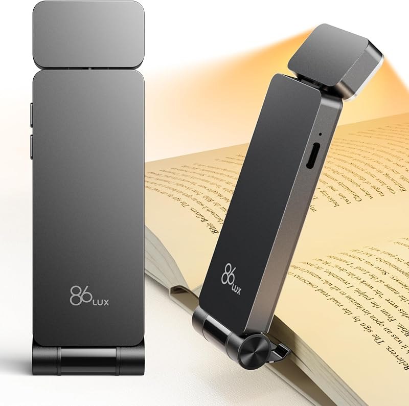 86lux Book Light, Rechargeable Reading Lights for Books in Bed — clip on reading light for clip reading light