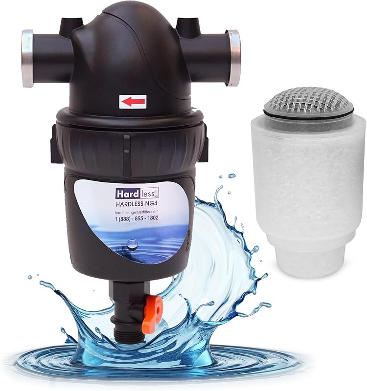 Hardless NG4 Whole House Water Filter with Extra NG4 Replacement Cartridge - Salt-Free Water Softener Alternative