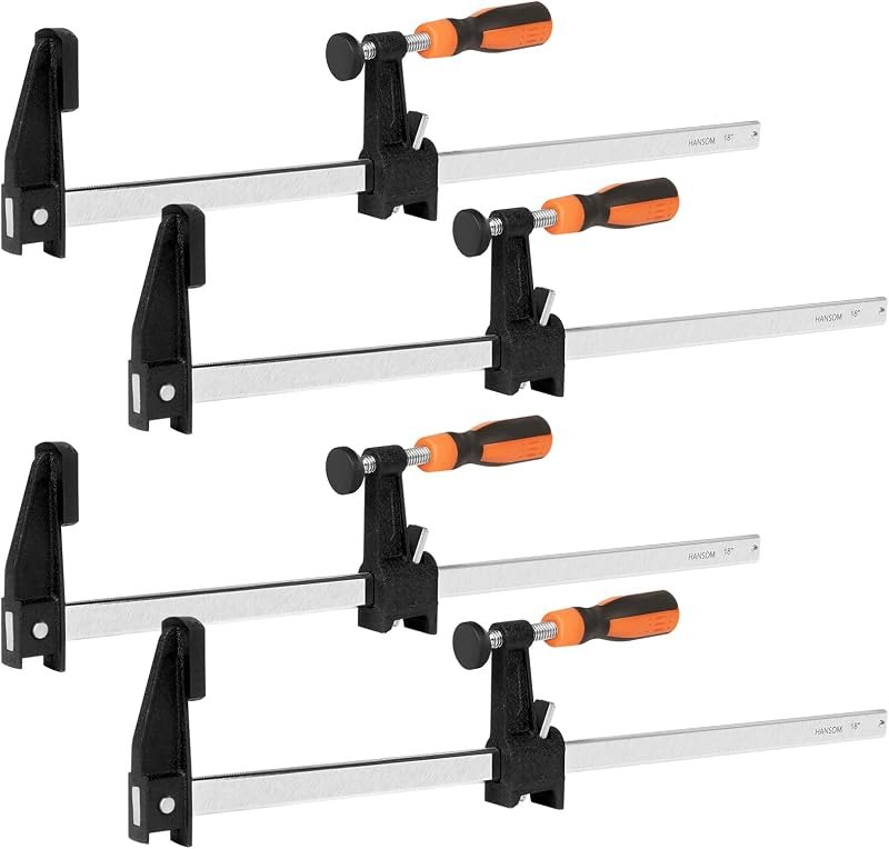 4-Pack 18 inch Bar Clamps,Long Wood Clamps Heavy Duty Force 600 Lbs Adjustable and Release Quickly,Woodworking Clamps