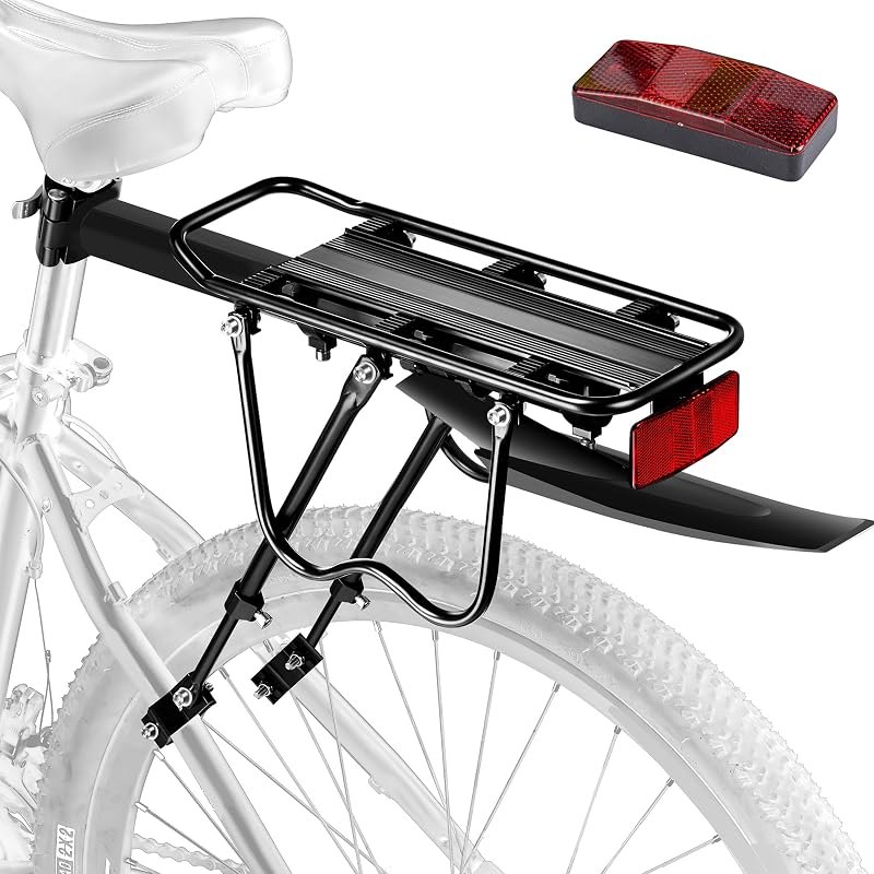 Rear Bike Rack,Bike Cargo Rack w/Fender & Large Size Reflective,Quick Release Mountain Road Bicycle Rear