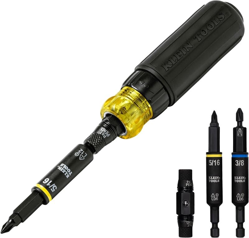 Klein Tools 32500HDRT KNECT Ratcheting Screwdriver, Multi-Bit Screwdriver/Nut Driver, Impact Rated 11-in-1 Tool with