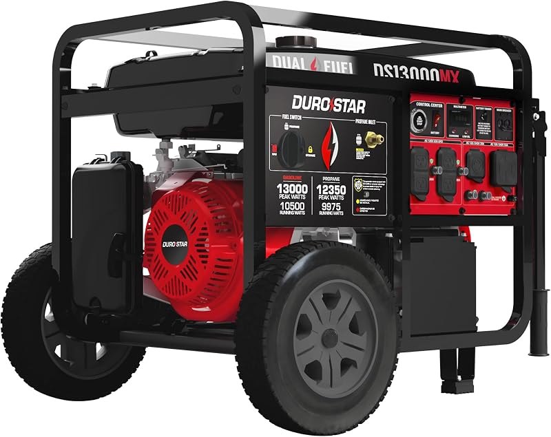 DuroStar DS13000MX 13,000-Watt 500cc Dual Fuel Portable Generator - Gas and Propane, Remote Electric Start, Whole Home