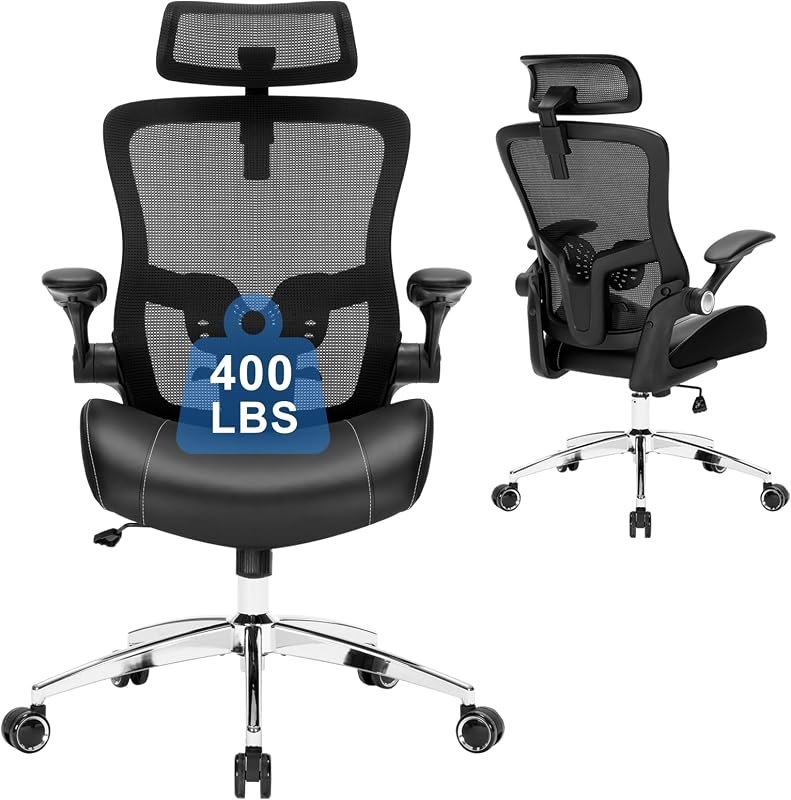 Big and Tall Office Chair, 400lbs Heavy Duty Ergonomic Desk Chair with Soft 3D Modeling Foam Cushion Home Office Desk