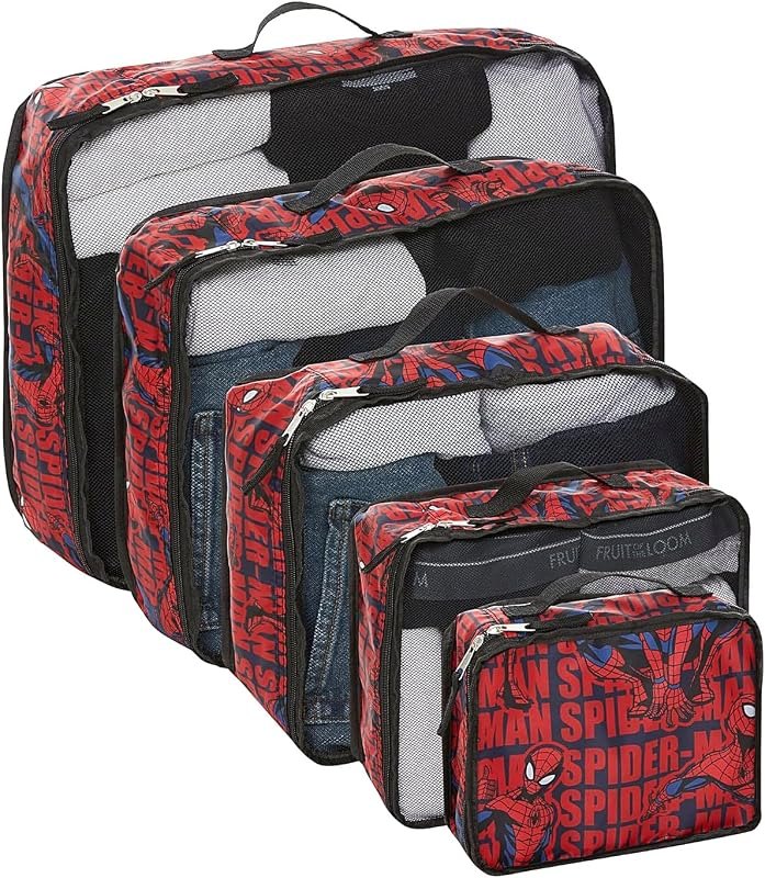 Spiderman 5-Piece Packing Cube Set - Spiderman, Ironman, Captain America - 5 Piece Packing Cubes Compression Travel
