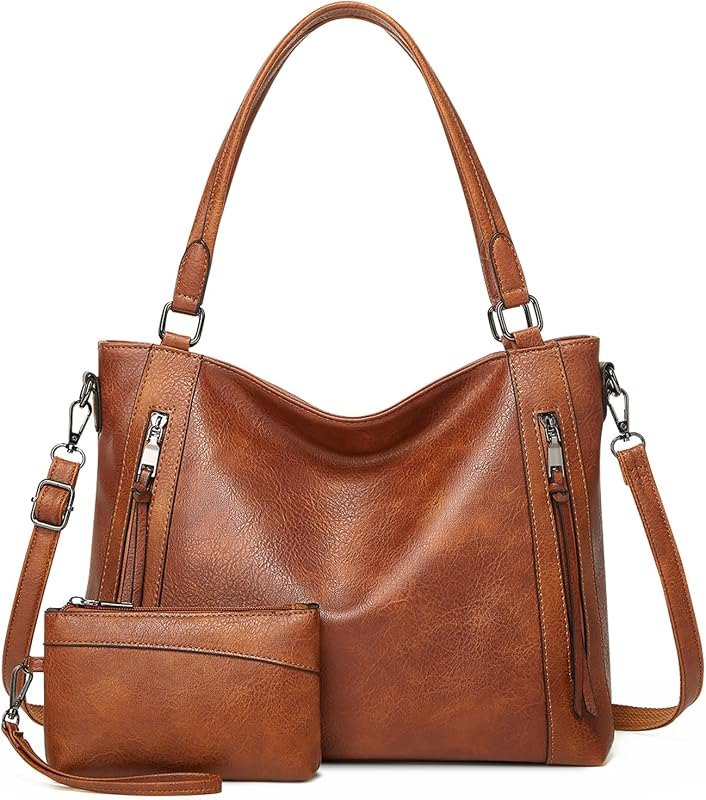 Tote Bags Women Purses and Handbags Top Handle Soft Shoulder Bag Ladies Designer Vegan Leather Satchel 2pcs Purse Set