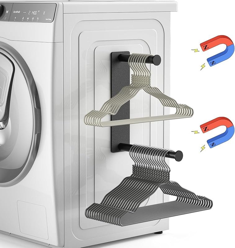 MFTEK Hanger Organizer Stacker, Magnetic Hanger Holder, Extendable Hanger Storage Rack for Washing Machine Closet