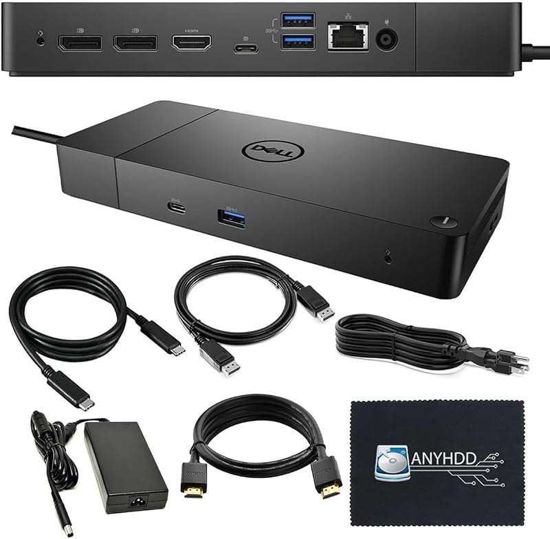 Dell WD19 Docking Station Bundle - HDMI Cable + DisplayPort Cable + USB-C Cable + Microfiber Cloth Included (WD19