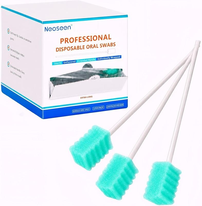 Oral Swabs Disposable 200 Count, 6-Inch Long Handle Soft Sponge Mouth Swabs — lift assisted equipment for adult grab