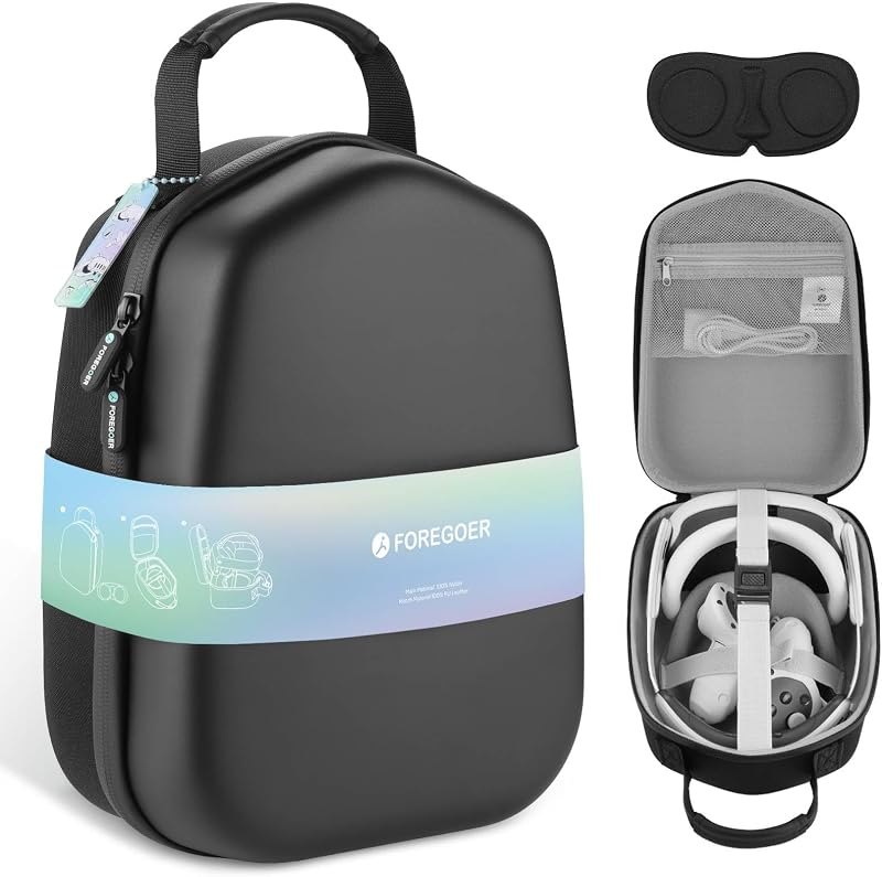 FOREGOER Hard Carrying Case Compatible with Meta Quest 3S/Quest 3/Oculus Quest 2 Official Original/Elite Strap VR
