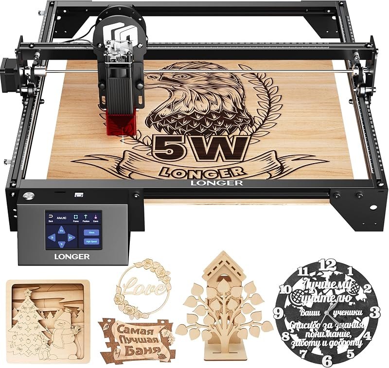 LONGER Laser Engraver Ray5 5W Higher Accuracy DIY Laser Engraving Machine with 3.5" Touch Screen,Offline Usage Laser