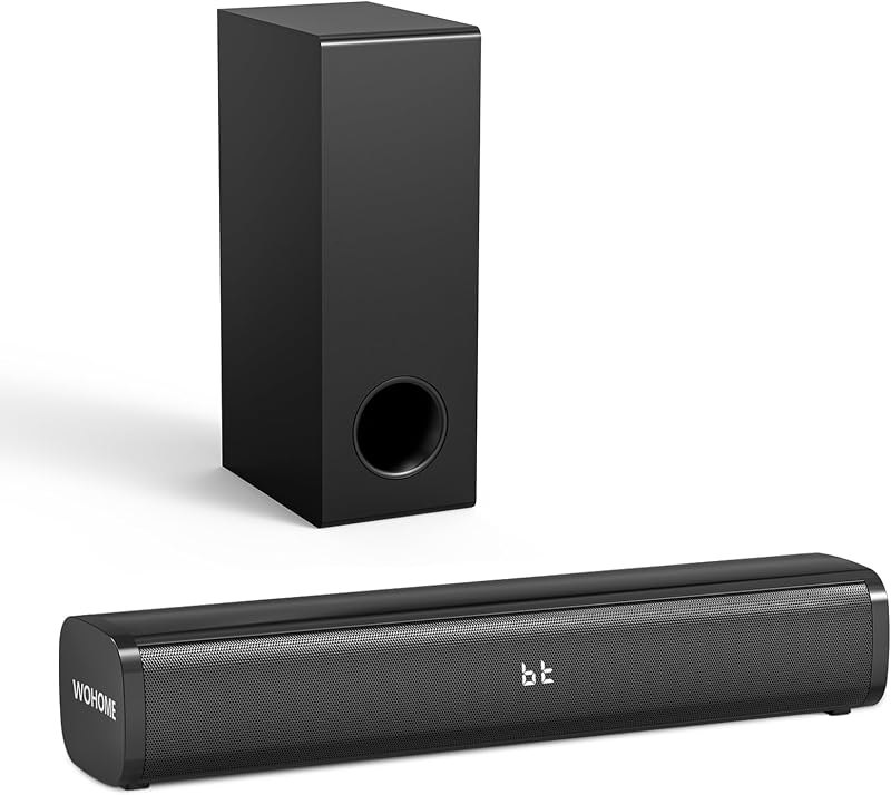 Sound Bar for Smart TV with Wired Subwoofer, 2.1 CH Small TV Soundbar Speakers, Support Bluetooth