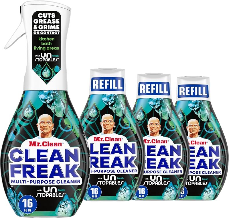 Mr. Clean Clean Freak Multi Surface Cleaning Spray, Deep Cleaning Mist Starter Kit and Refill Bundle, Unstopables