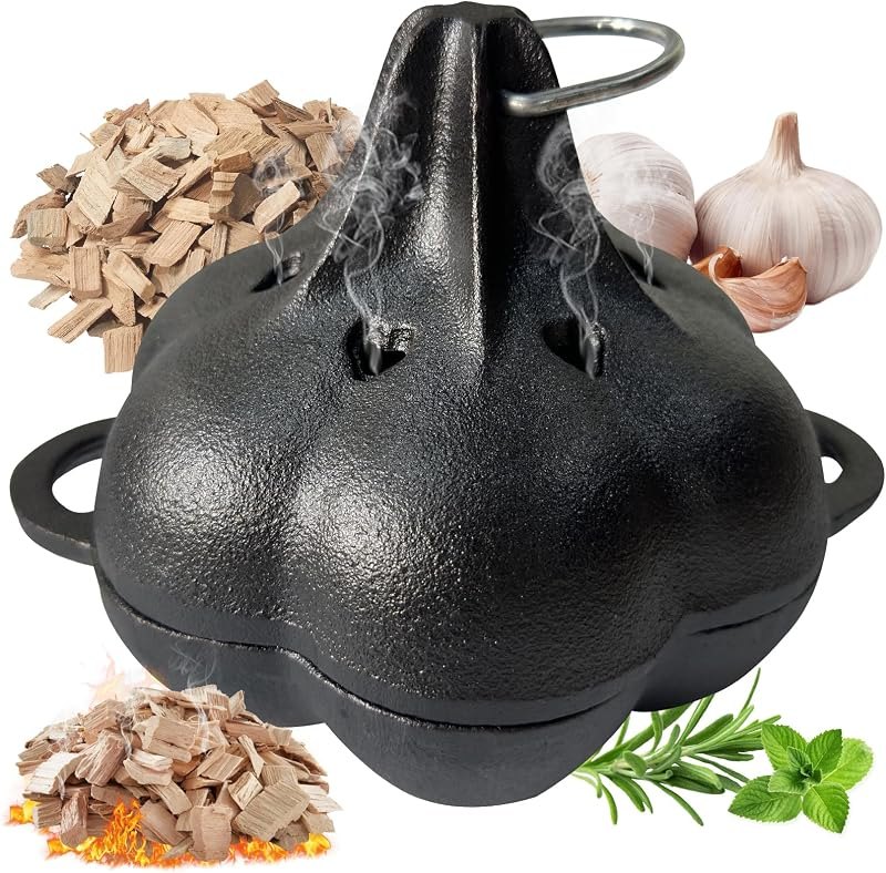 Pre-Seasoned Cast Iron Smoker Box & Garlic Roaster with Airflow Lid — best smoker boxes for smoker boxes