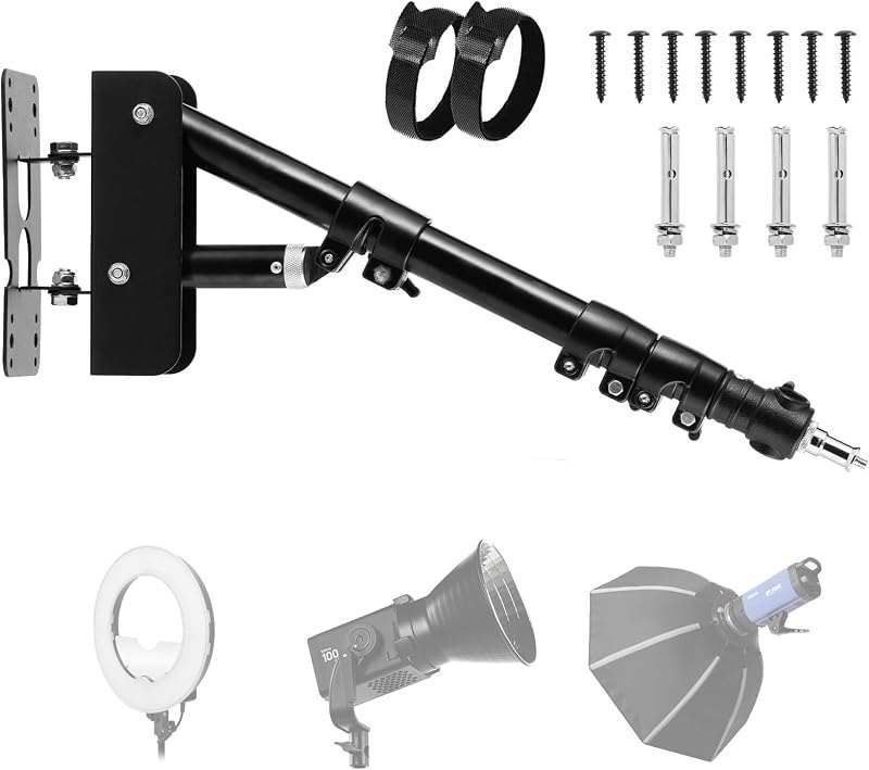 SITTO Ring Light Wall Mount 43inch/110cm, Triangle Boom Arm for Barbershop — ring floor stand for ring floor stand