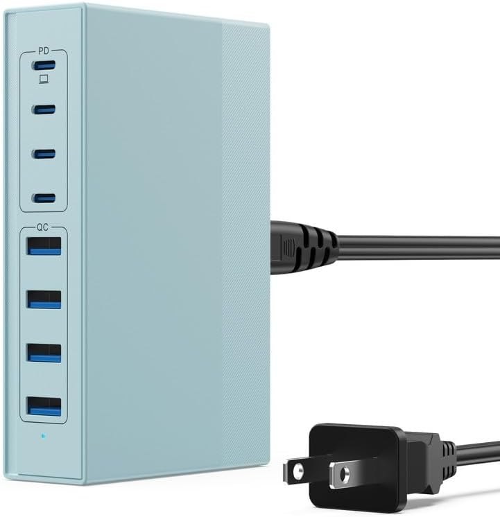 200W USB C Charger Block, 8-in-1 GaN III USB C Fast Charging Station Hub, PD 65W Laptop Charger Adapter Travel