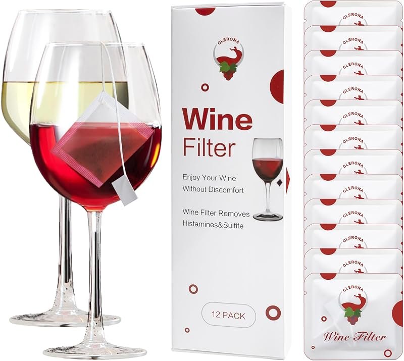 Wine Filters - 12 Pack Wine Purifier Removes Histamines and Sulfites, May Reduce and Alleviate Wine Allergies &