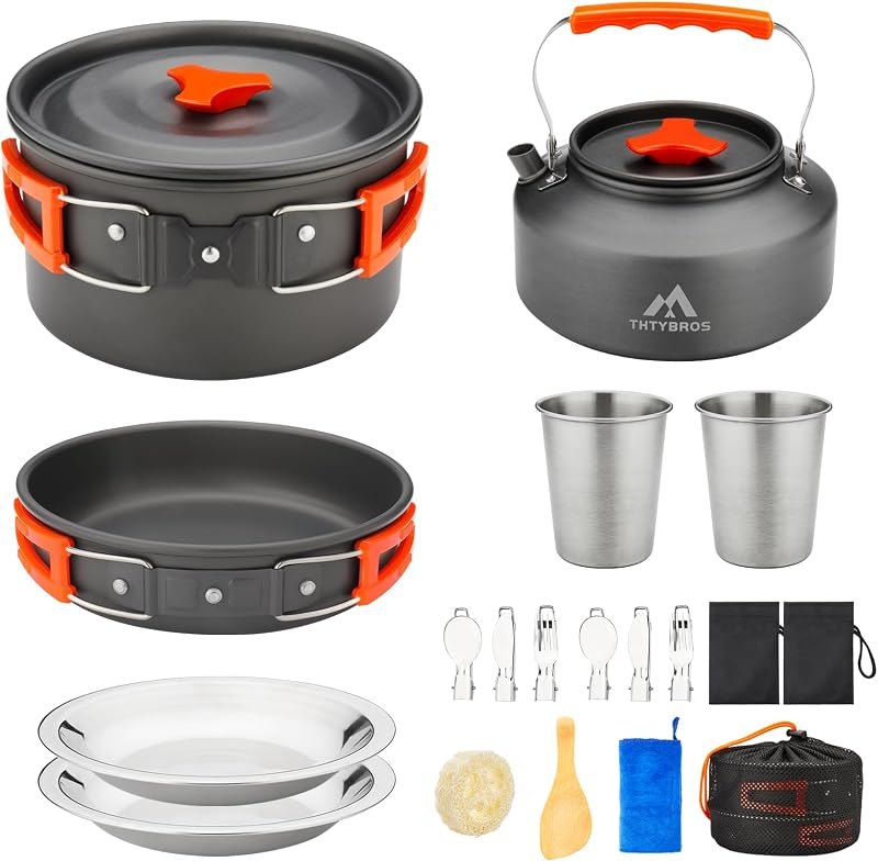 THTYBROS 17pcs Camping Cookware Mess Kit,for Camping,Backpacking,Picnic — Camping, hiking, and backyard gear t for