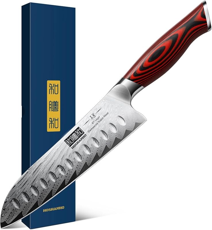 HOSHANHO Damascus Santoku Knife, 7 Inch Professional Japanese Kitchen Knife — santoku for chef knife refill replacement