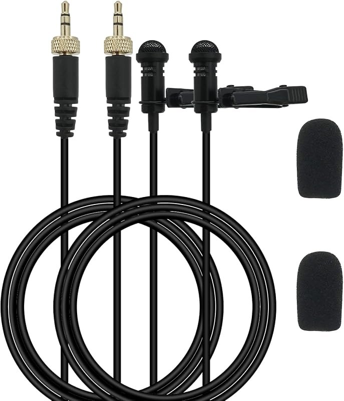 2-Pack Mic Replacement for DJI, Rode, Sennheiser Wireless Transmitter Lavalier Lapel Microphone - Wearable