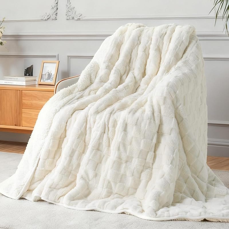 Kivik 15lbs Weighted Blanket for Adults, Checkered Fleece & Sherpa, 60"x80" — weighted blanket cover for weighted