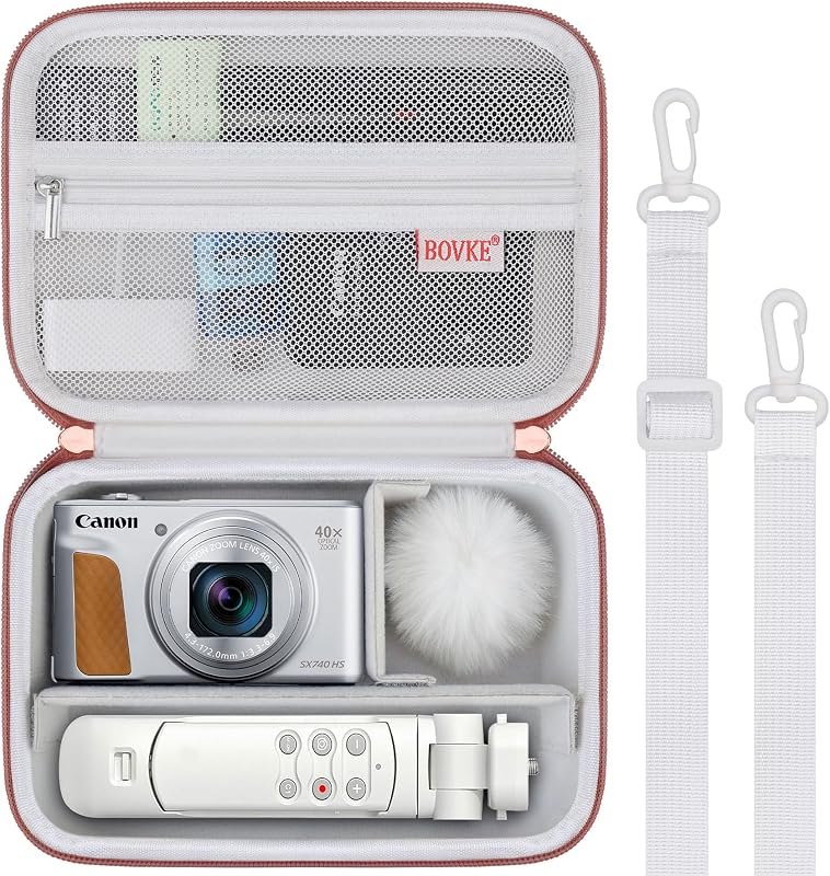 BOVKE Case for Canon G7X Mark III II/PowerShot SX740 SX730 Camera, White — white spare battery amazon for white spare