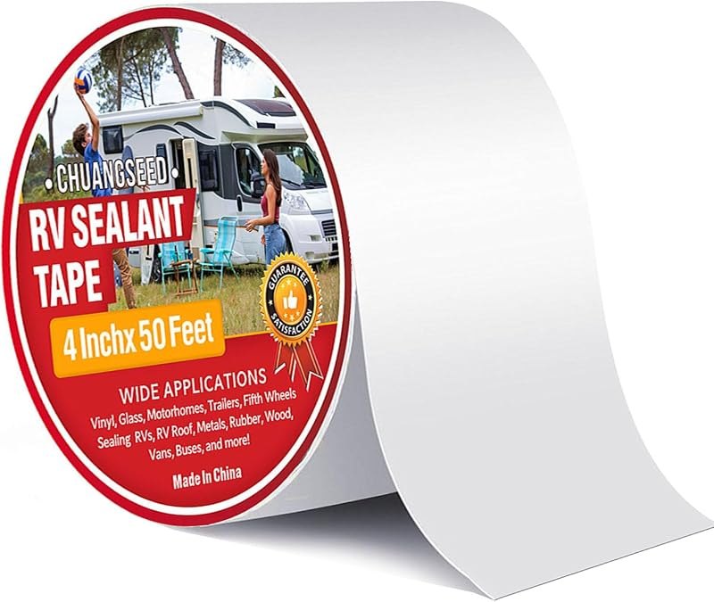 CHUANGSEED RV Roof Tape White, 4 Inch X 50 Feet, RV Sealant Tape, Roof Patch Repair Tape for Camper Roof Repair