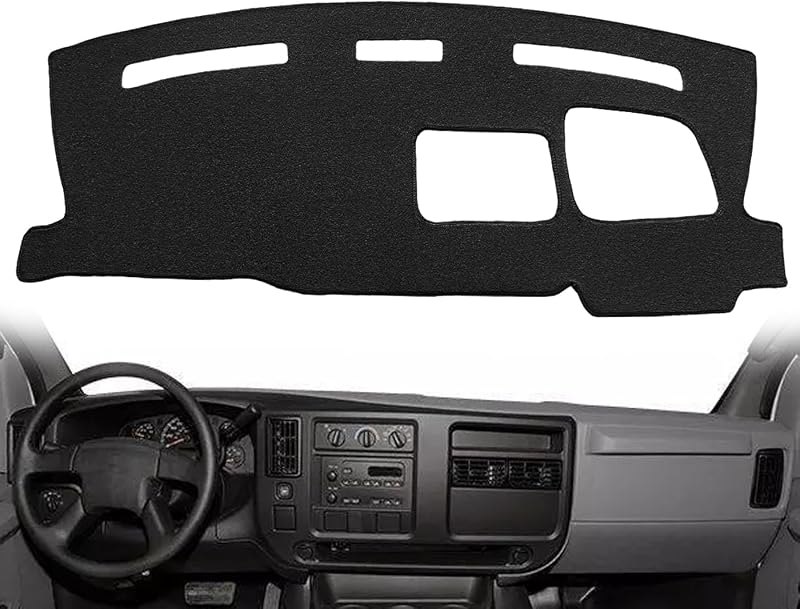Dash Cover Mat Custom Fit for Chevy Chevrolet Express/GMC Savana Van Dashboard Pad Cap Carpet Protector K201 (Black) —