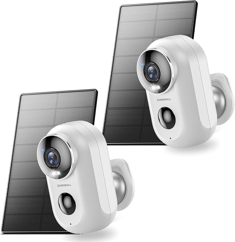 ZUMIMALL Solar Security Cameras Wireless Outdoor, Magnetic Mount, 2 Packs — best security outdoor camera battery for